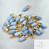 Blue Boulder Opal Electroplated Tiny Spike Pendant Charms, Charms Pendant, Handmade Pencil Pendant, Blue Stone Jewelry, Dainty Gift for Sis